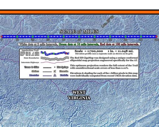 2024 Appalachian Trail Map – 10 Feet Wide, On Professional Canvas – State Colored Version - Image 7